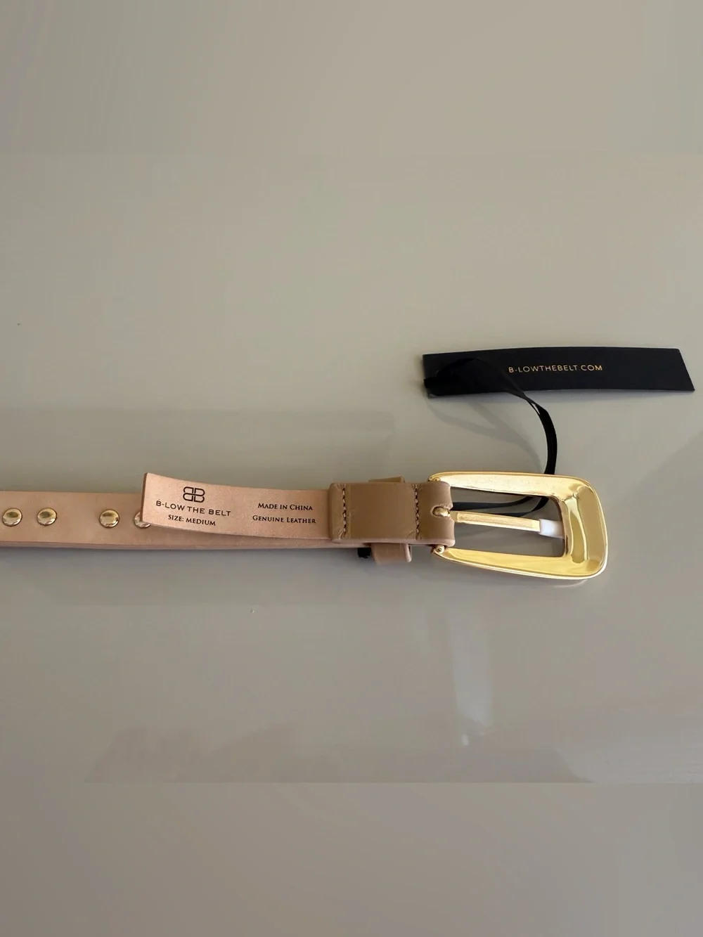 NWT B Low The Belt Tan Leather Lowen Belt with Gold Hardware